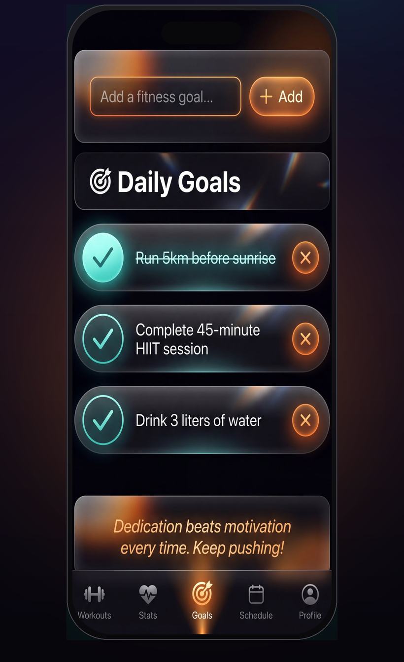 FitShamer Daily Goals checklist