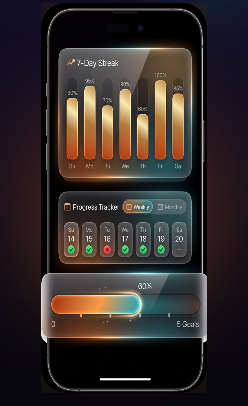 FitShamer 7-Day Streak chart and weekly progress tracker